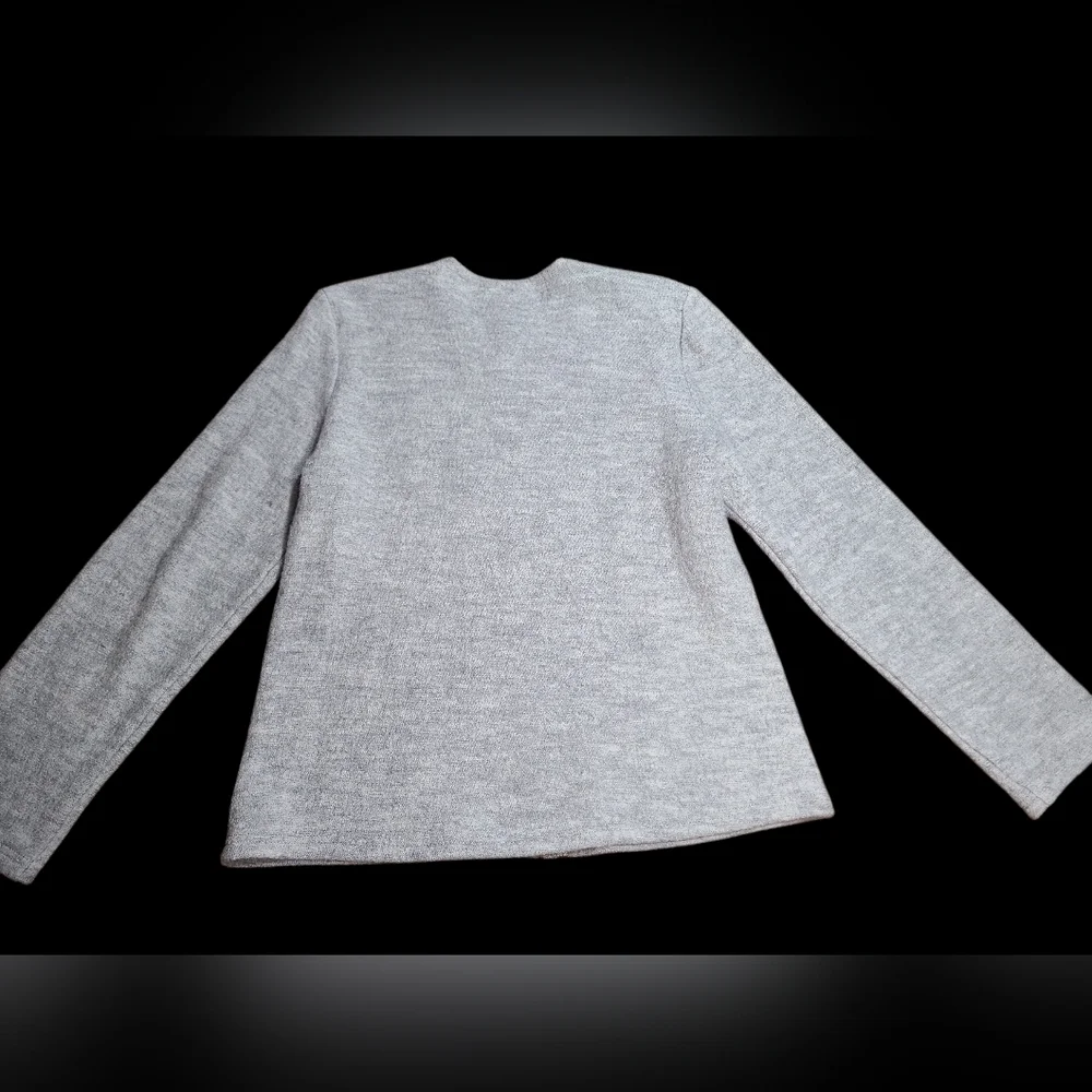 TOG Shop Gray 100% Wool Cardigan with Embroidered Design Sixe Medium